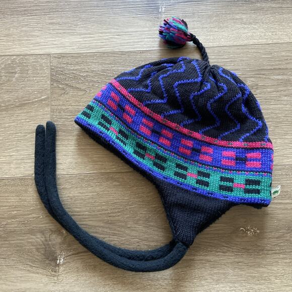 Turtle Fur Hat Unisex S/M Black 100% Wool Fleece Lined Ear Flaps Made USA - Picture 1 of 14